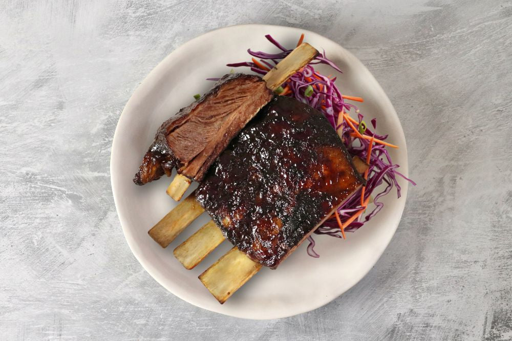 BBQ Beef Ribs With Rainbow Coleslaw